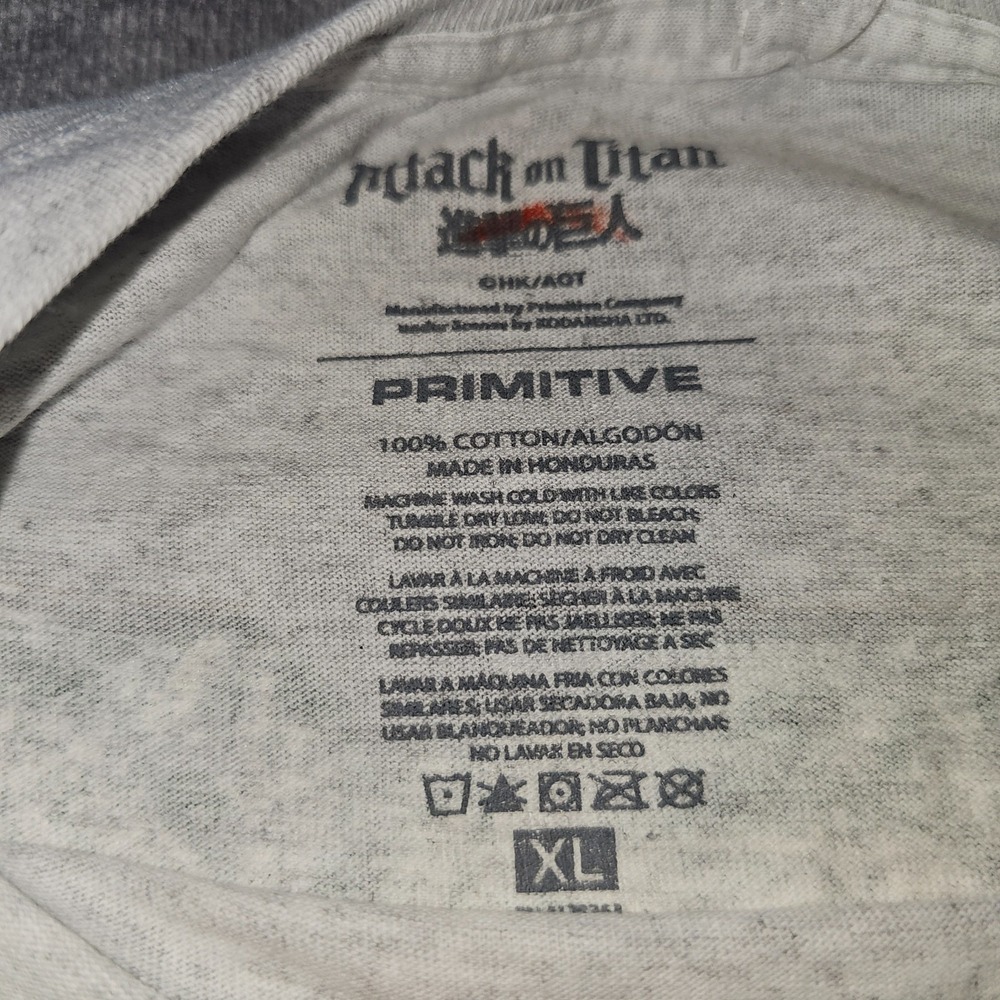 PRIMITIVE x Attack On Titan Reiner Dirty Tee Boys XL Heather Gray NWT - Picture 5 of 12